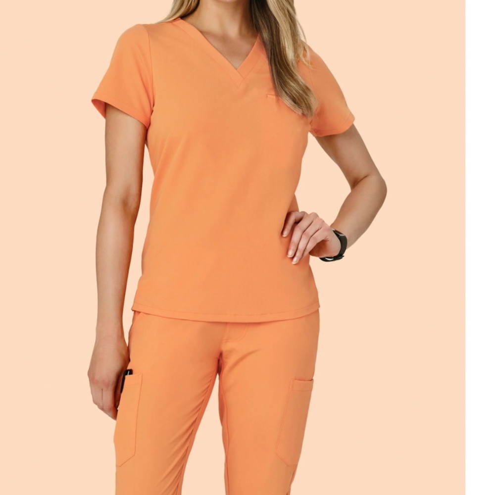 Women's Orange V-Neck Track Pants & Joggers Set